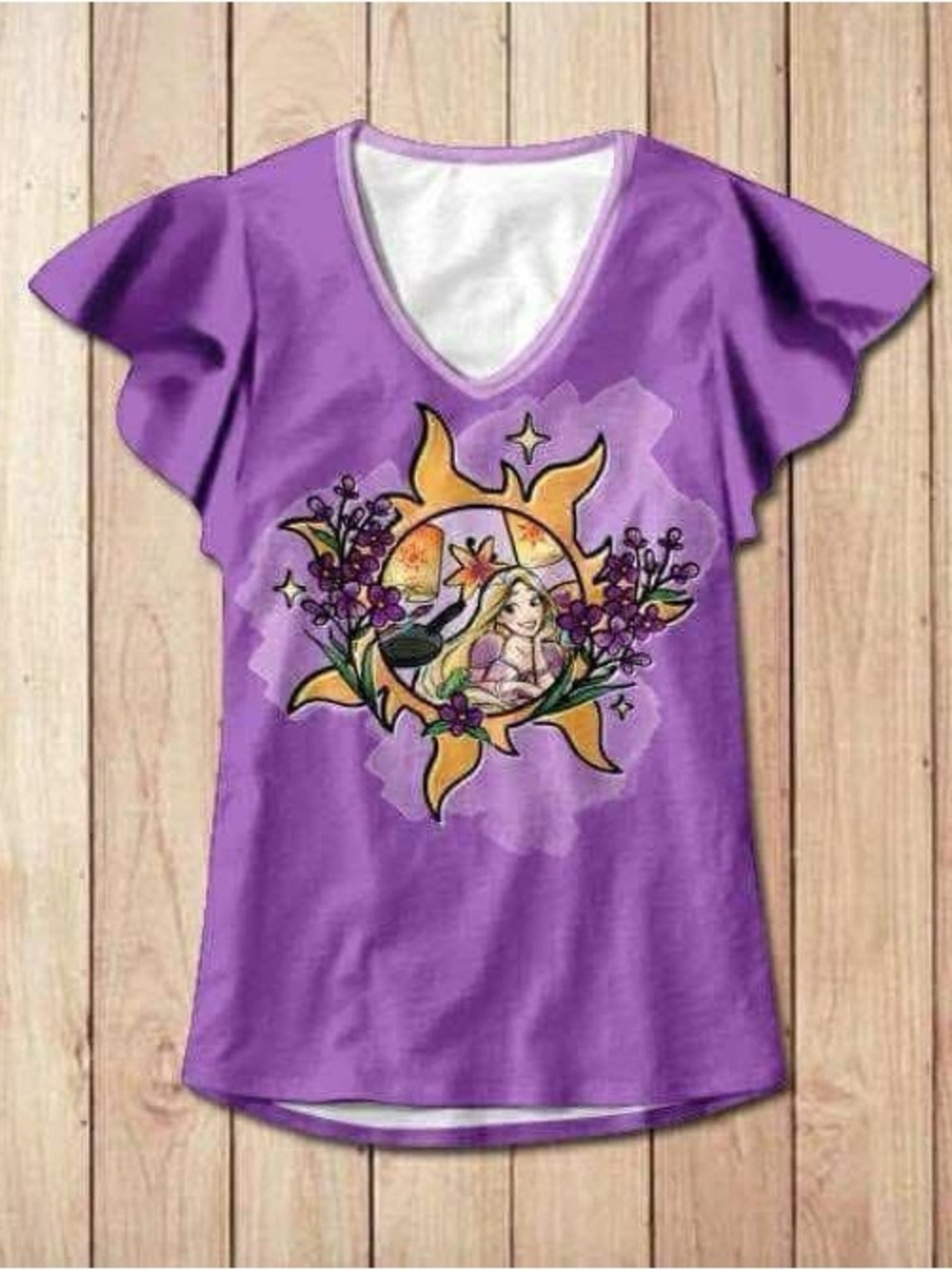 NIB!  EDS Disney’s Rapunzel purple, flutter sleeve V-Neck top